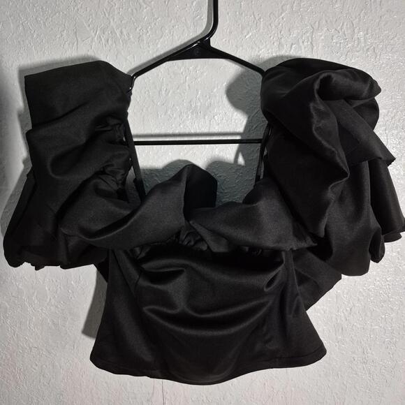 New York & Company Black Ruffled Off the Shoulder Blouse - Picture 1 of 5